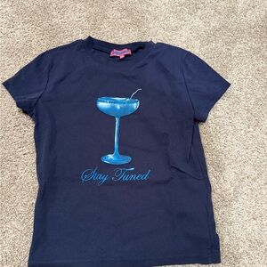 Edikted Navy Blue Kids Tee with Graphic Print